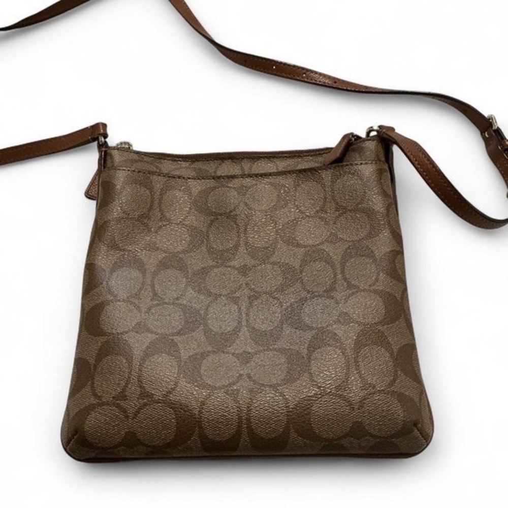 Coach Crossbody Bag Womens Small Brown Good Signature North South File Bag - Picture 5 of 8